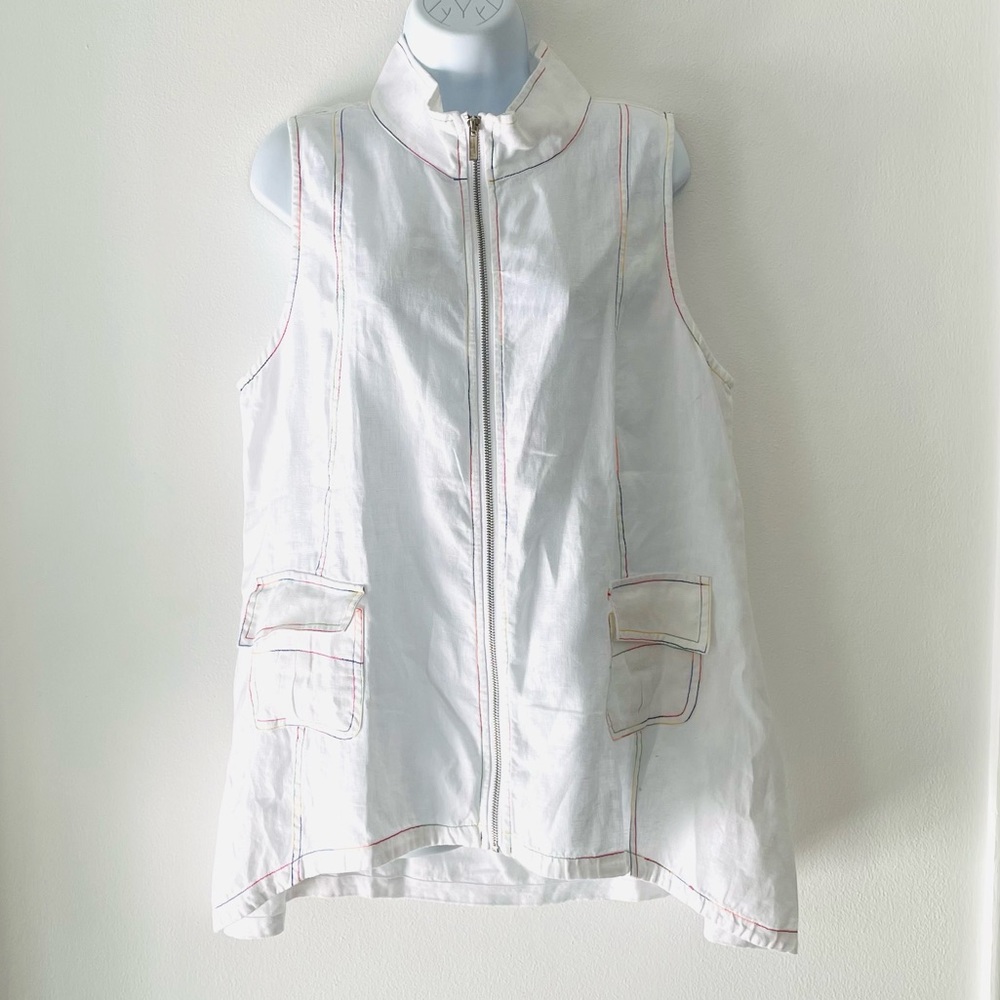 For Cynthia Hi-Lo White Linen Dress Beach Cover Up